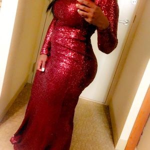 Burgundy sequin dress